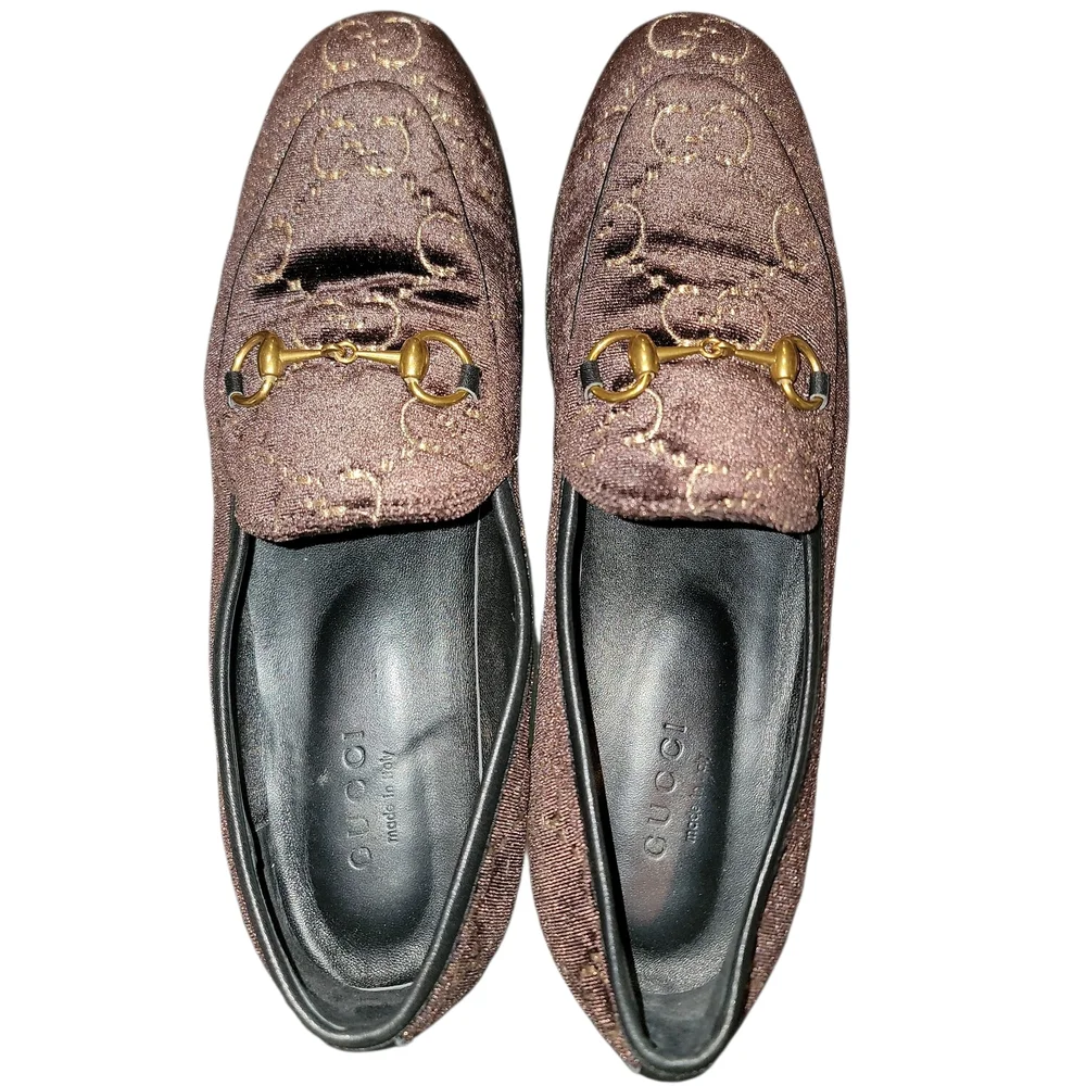 Gucci Brown Velvet Horsebit Loafers Sz 40 Best Offer - Picture 3 of 6